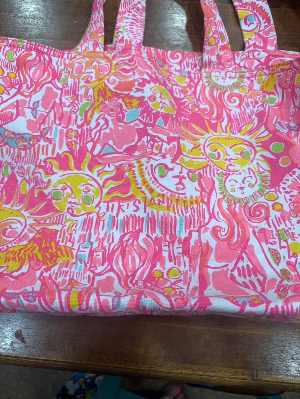 Lilly Pulitzer Pink Multicolor Sun Motif Canvas Tote